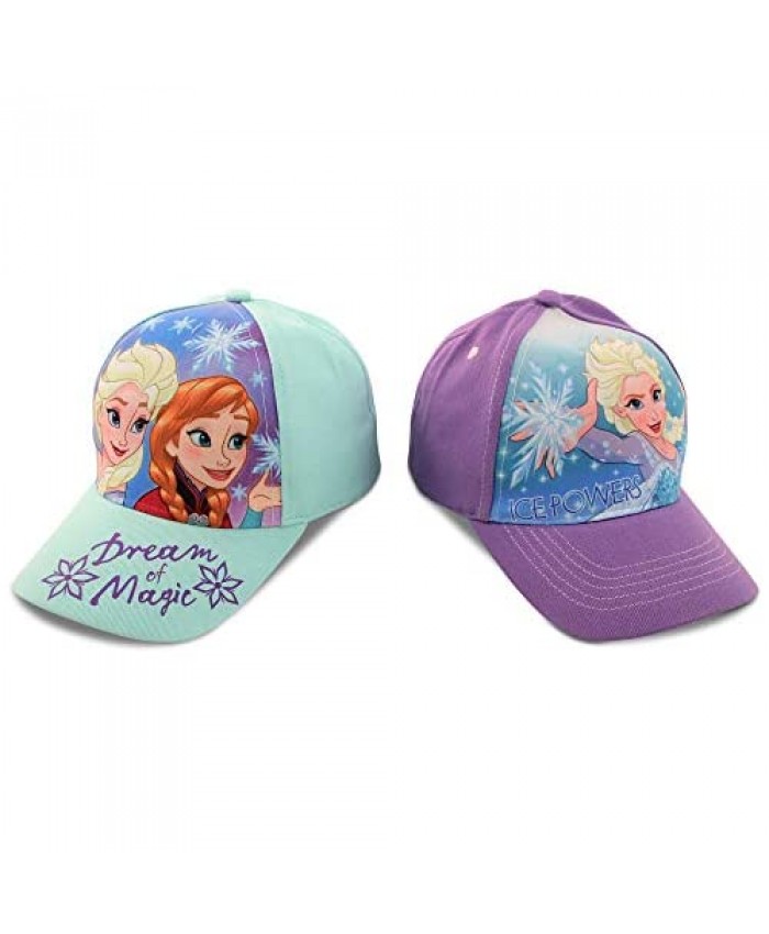 Disney Frozen Girls 2 Pack Cotton Anna & Elsa Baseball Cap(Toddler/Little Girls)