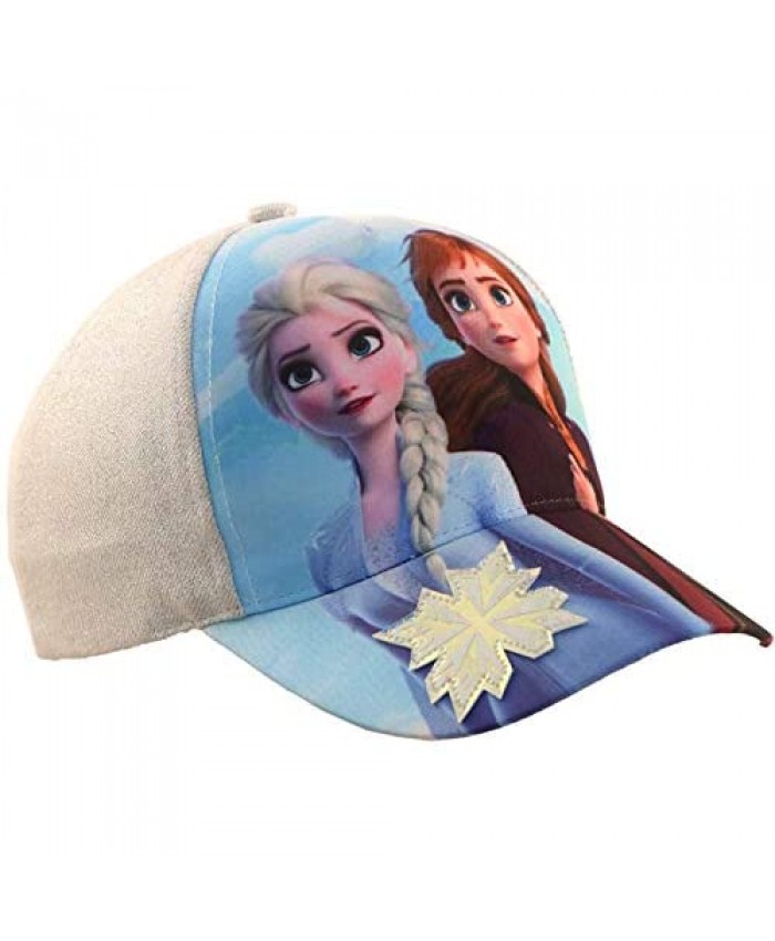 Disney Girls Frozen Elsa and Anna Glitter Back or Rim Baseball Cap with 3D Detail Little Girls Elsa/Anna Snowflakes Age 4-7