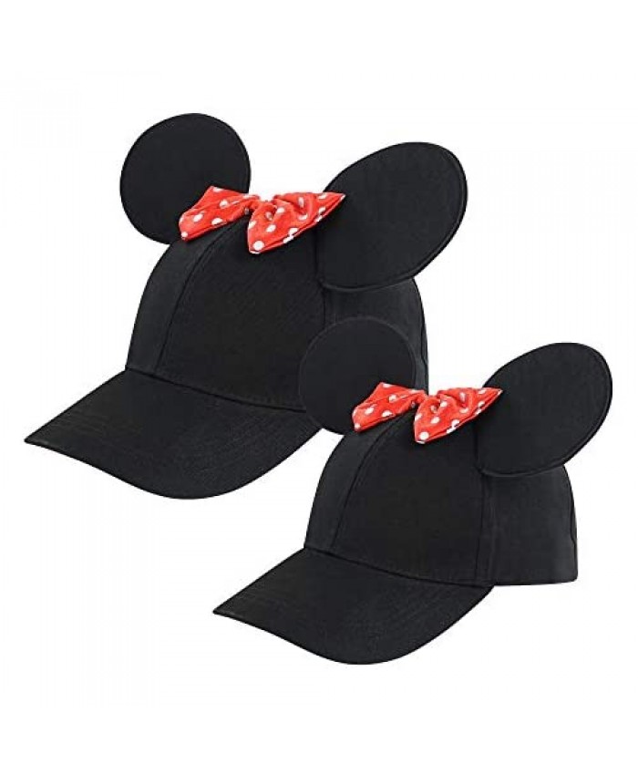 Disney Minnie Mouse Ears Hat Set of 2 for Mommy and Me Matching Adult and Little Girl Baseball Caps