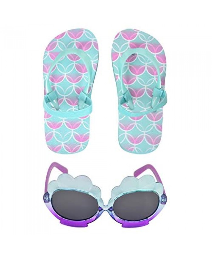 Baby Girls and Toddlers Sunglasses and Flip Flops Beach Wear Set