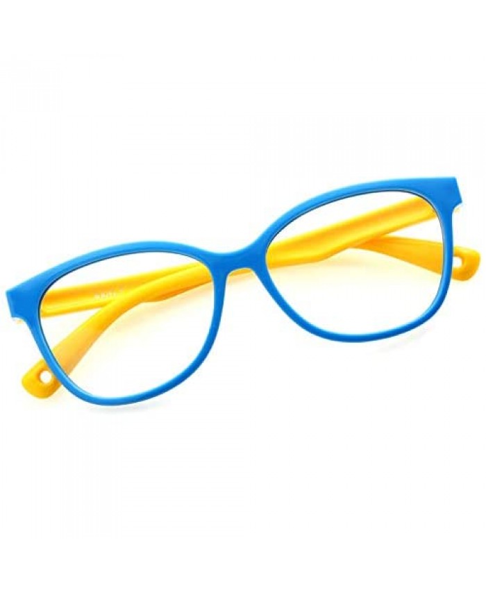 Kids Blue Light Blocking Glasses TPEE Rubber Flexible Frame With Glasses Rope for Children Age 3-12
