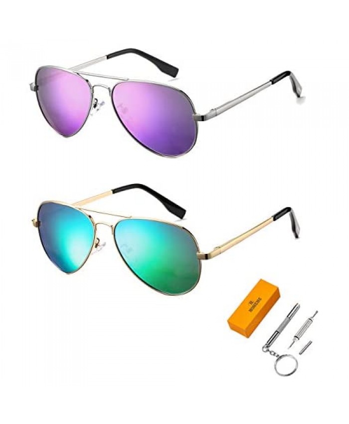 Kids Polarized Aviator Sunglasses - HOHENS Polarized Sunglasses for Small Face Women Men UV400 Protection Lens 52mm