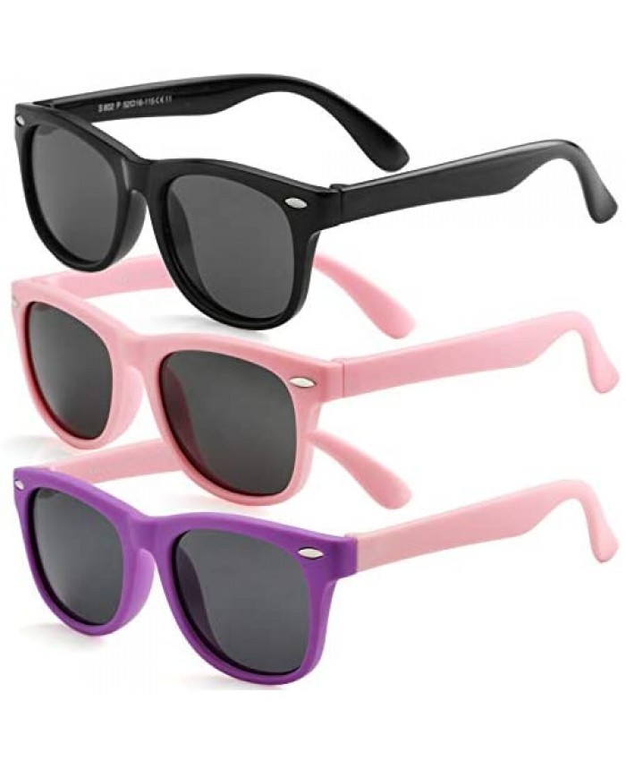 Kids Polarized Sunglasses for Boys Girls TPEE Rubber Flexible Frame Shades Age 3-12
