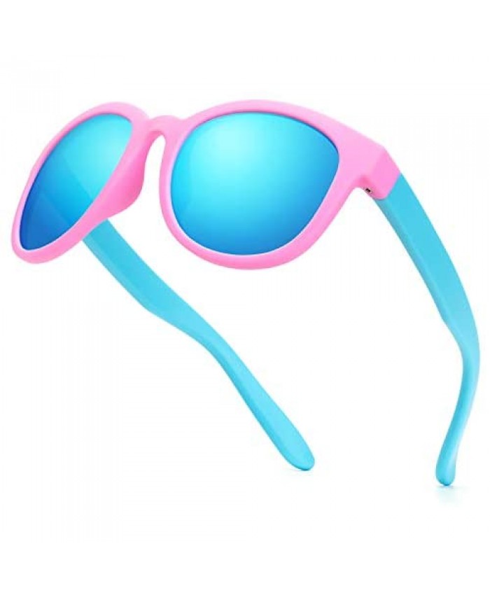 Kids Sunglasses Polarized TPEE Rubber Flexible Frame 100% UV Protection Shades for Boys Girls Age 5-13