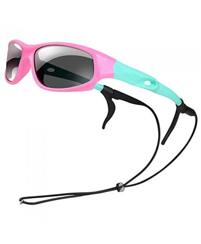 MARIDA Kids Sunglasses with Holder Strap UV400 Protection Polarized Sports Sunglasses for Kids Boys Girls 4-12 Age
