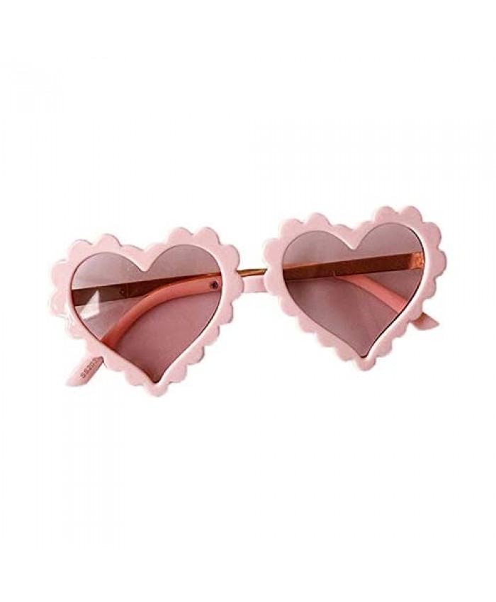Springcmy Kids Girl Heart Shaped Sunglasses Anti-UV Vintage Baby Party Beach Photography Eyewear