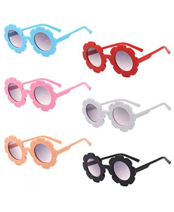 YVENIGHT 6 Pieces Kids Sunglasses Cute Flower Shaped Sunglasses for Boys Girls Party Accessories