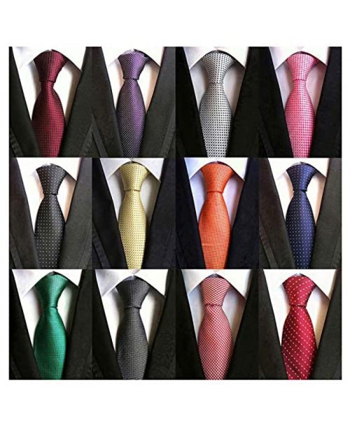 Adulove Men's Necktie Classic Silk Tie Woven Jacquard Neck Ties 12 PCS