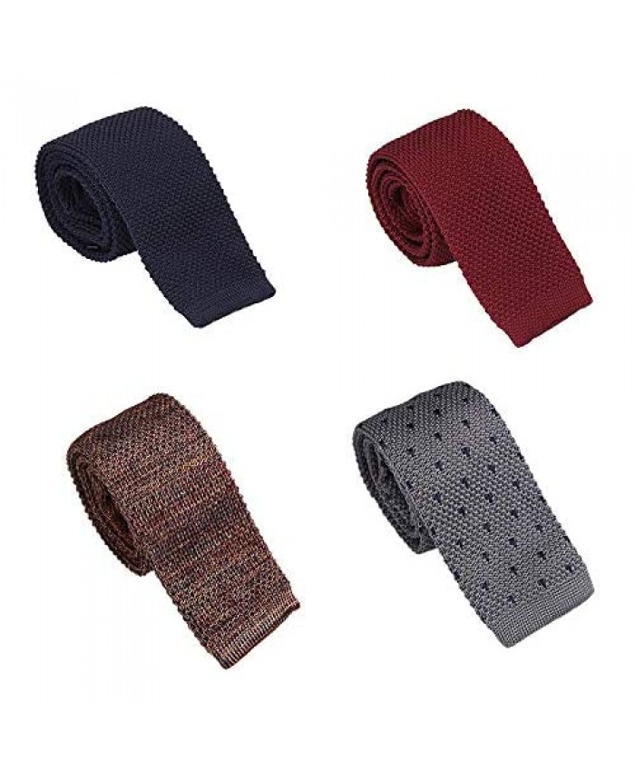 AngelShop 4PCS Mens Vintage Casual Tie Solid 2" Skinny Basic Designed Knit Neck Tie
