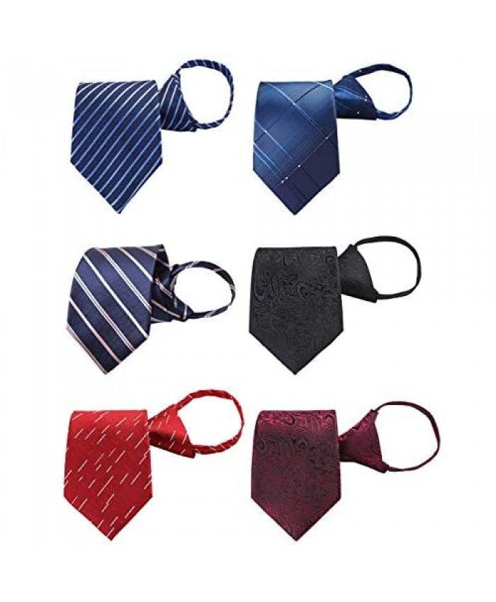 BESMODZ Mens 6 PCS Classic Zipper Ties Pretied Silk Necktie Striped Neck Tie Set