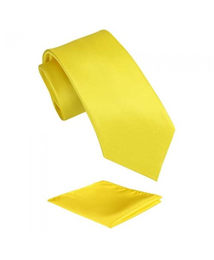 Fortunatever Mens Solid Color Tie Slim Necktie With Multiple Colors+Pocket Square
