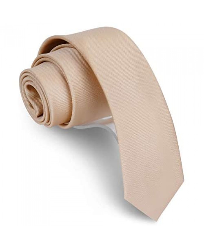 GUSLESON 2.4" (6cm) Solid Color Slim Tie Skinny Necktie for Men