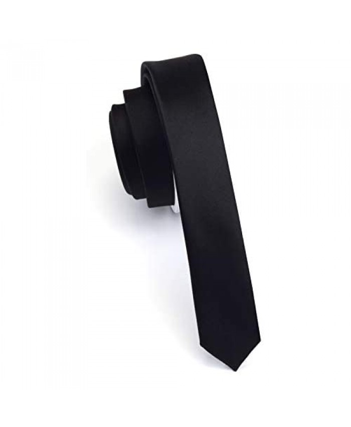 GUSLESON Fashion 1.38"（3.5cm）Solid Color Formal Necktie For Men + Gift Box