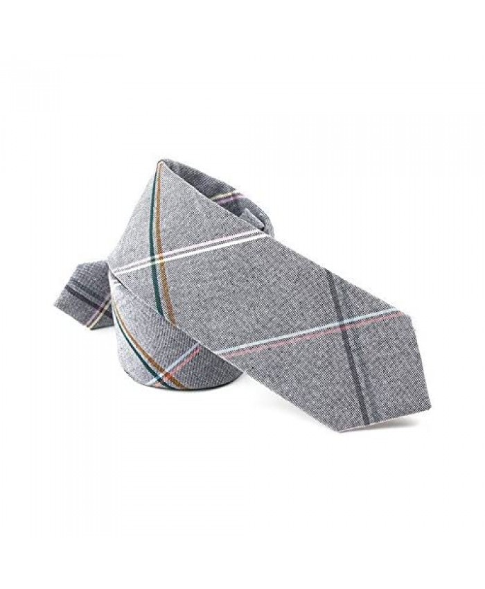Hello Tie Unisex Cotton Skinny Necktie Plaid Stripes Narrow Tie