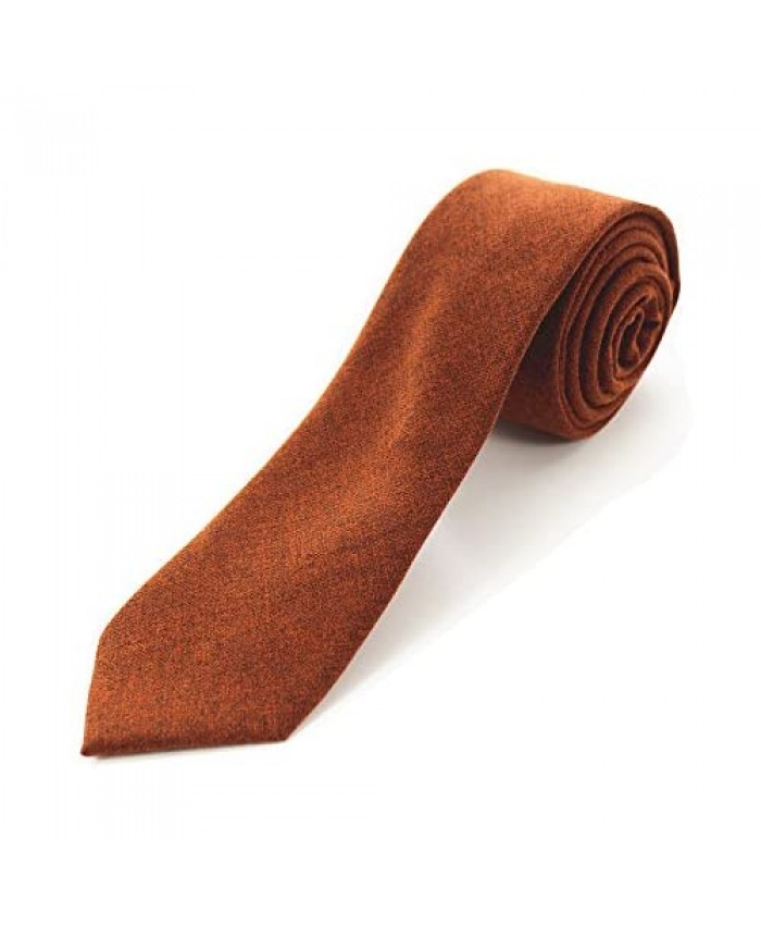 JEMYGINS 2.4" Cotton Necktie Solid Mens Cashmere Wool Skinny Tie