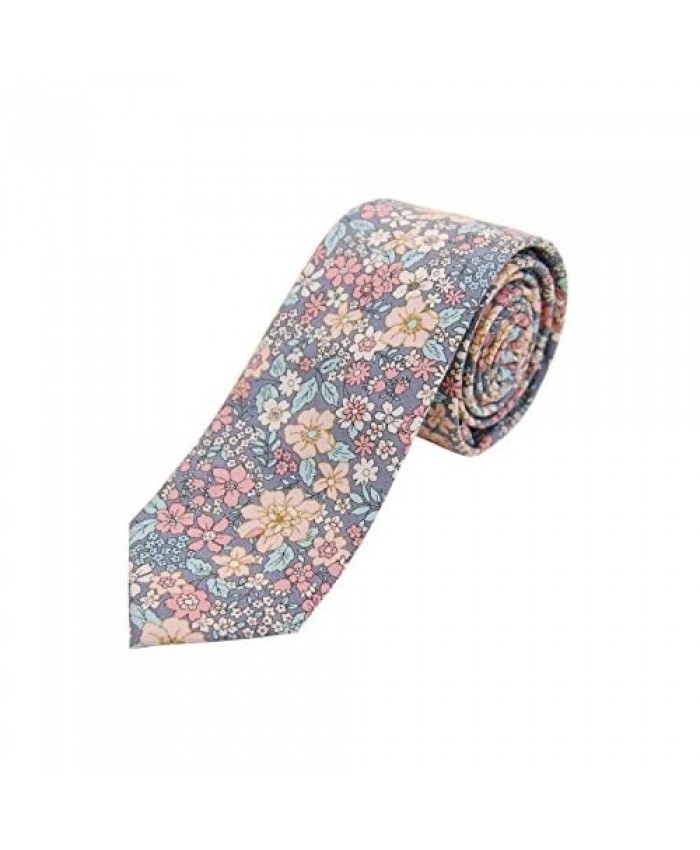 JNJSTELLA Men's Cotton Floral Skinny Necktie Tie with Gift Box