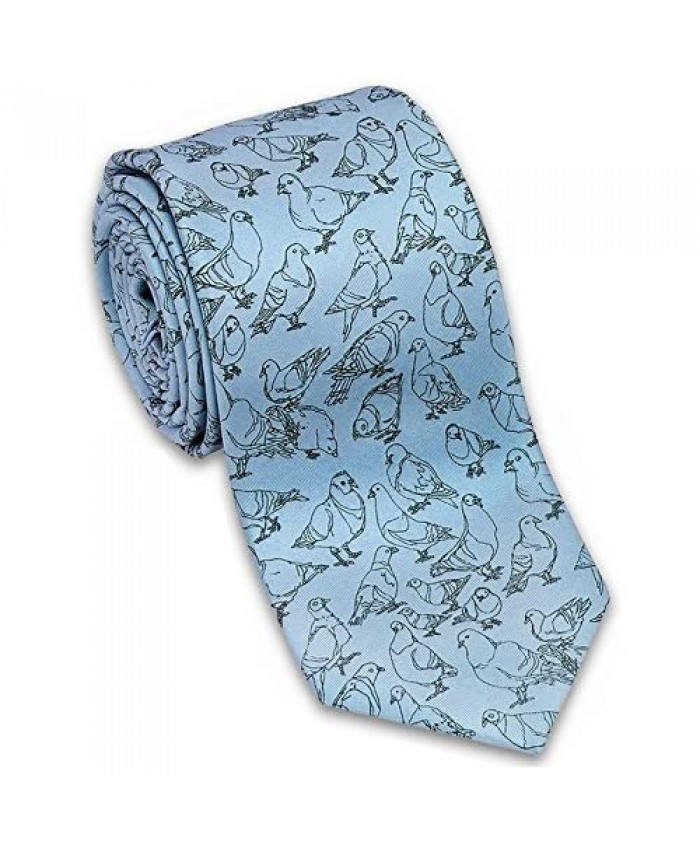 Josh Bach Men's Pigeons Silk Necktie Blue Made in USA