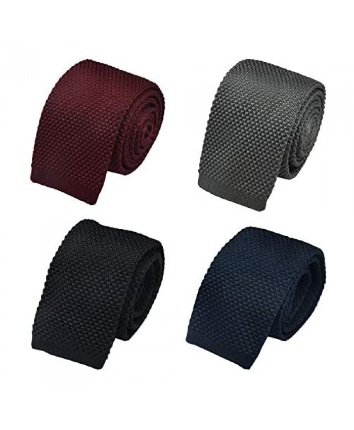 Knit Tie For Men Solid Slim Casual Business Knitted Ties Set 4 Pack