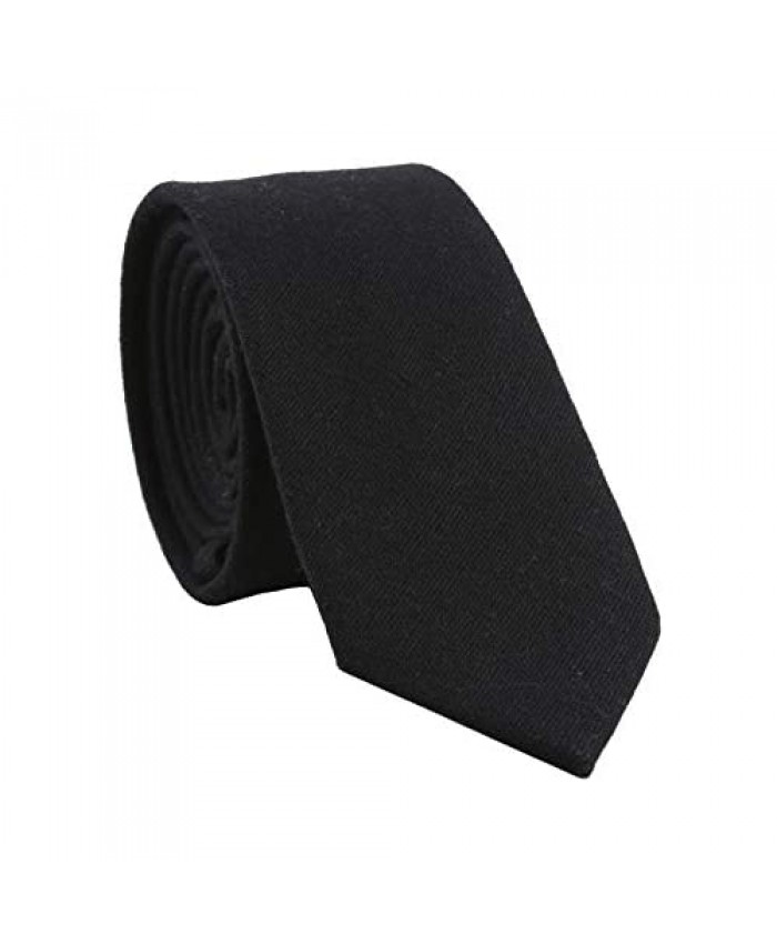Levao Men's Cotton Skinny Necktie Solid Color Tie
