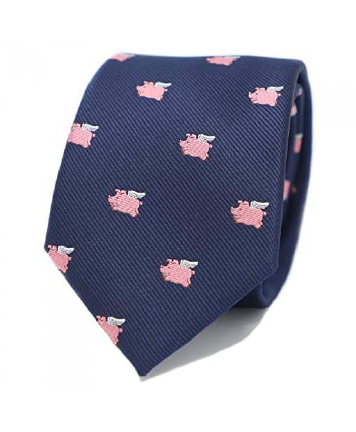 MENDEPOT Pink Flying Pig Pattern Necktie With Box