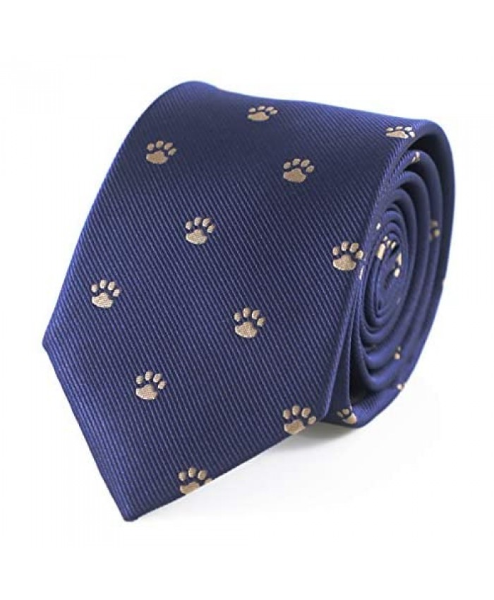 MENDEPOT Puppy Dog Paw Print Pattern Necktie With Gift Box Dog Foot Print Tie
