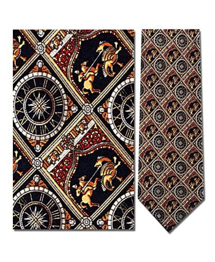 Mens 100% Silk Saint George Slaying The Dragon Medieval Necktie Tie Neckwear
