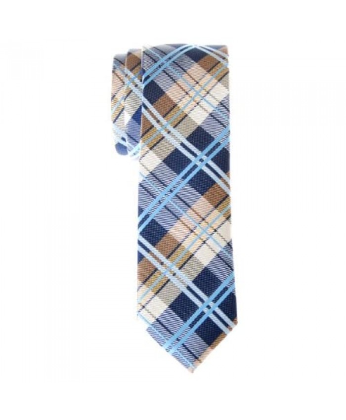 Retreez Men's Tartan Check Woven Microfiber Skinny Tie