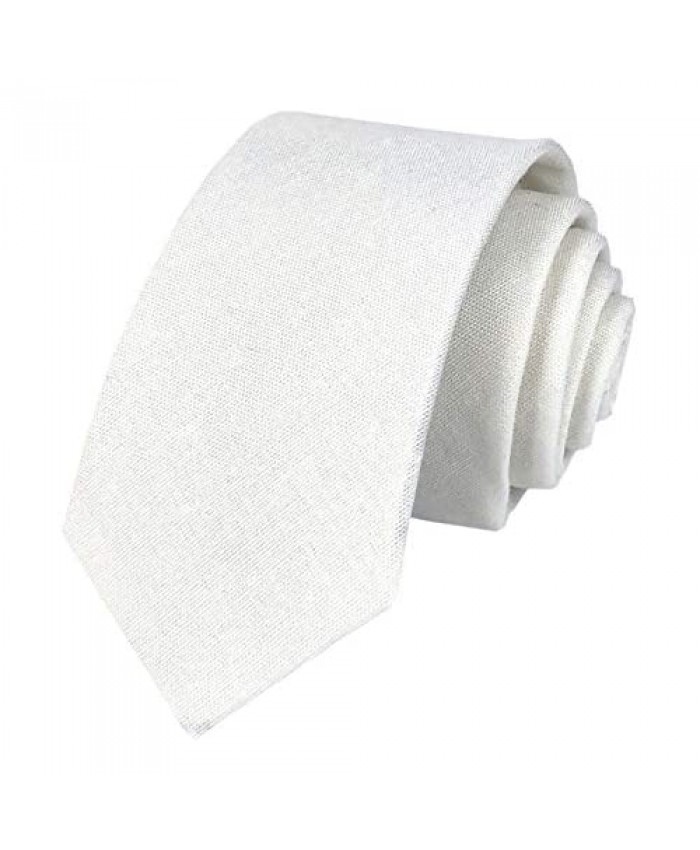 Secdtie Men's Skinny Tie Causal Cotton Solid Color Linen Narrow Slim cut Necktie