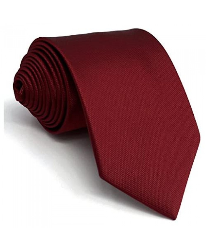 SHLAX&WING Solid Color Red Burgundy Wedding Silk Neckties for Men Classic Ties