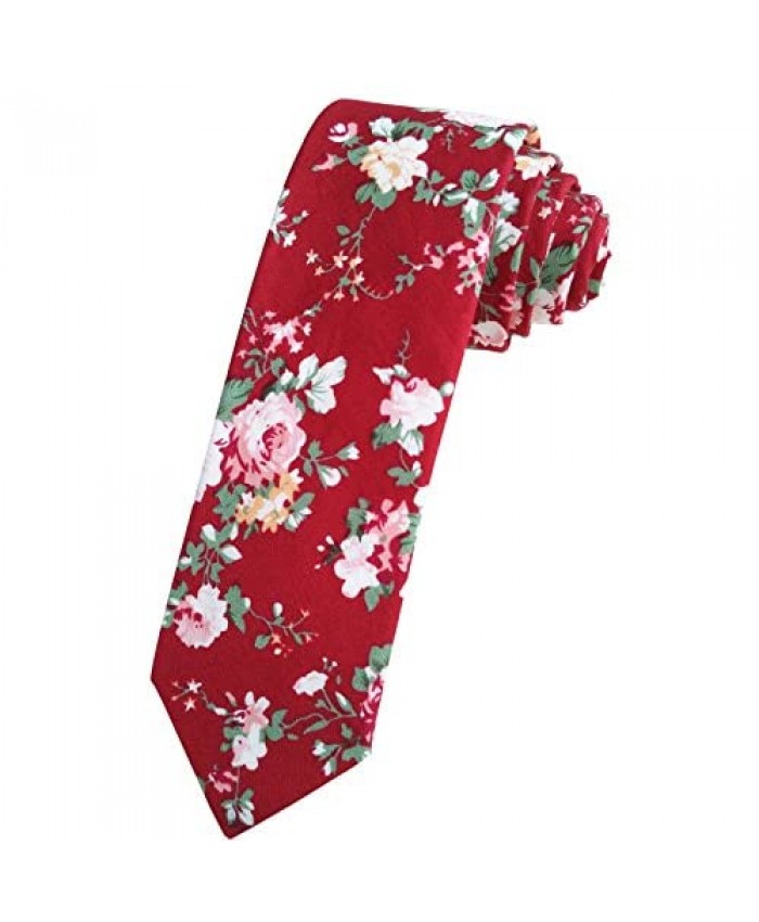 Simpowe Men's Floral Printed Cotton Tie Necktie