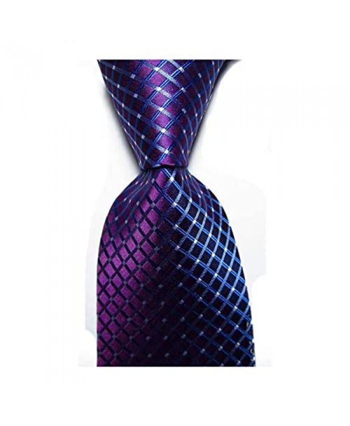 Veegood Men's Classic Jacquard Woven Silk Tie Plaid Striped Necktie for Men Party Suit