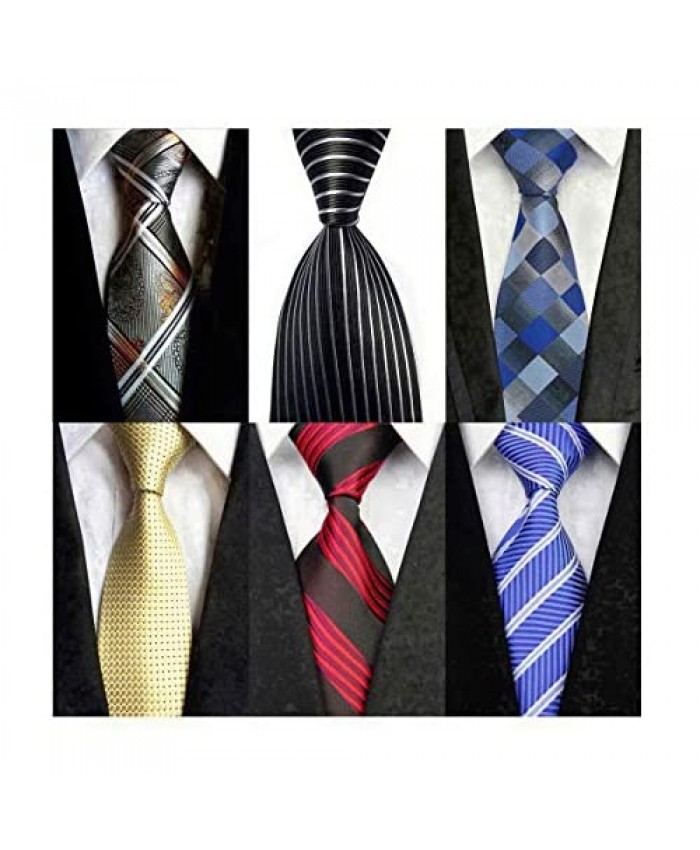 Veegood Men's Classic Neck Ties for Men 6 Pack Classy Men's Tie Woven Jacquard Ties Party Suit