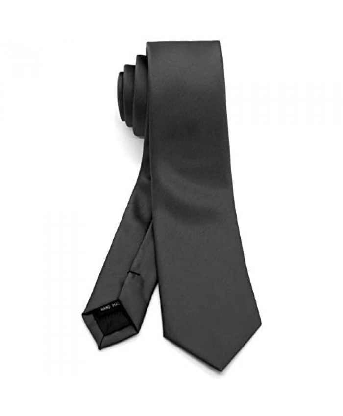WANDM Men's Slim Skinny Tie Necktie Width 2.4 inches Washable Plain Solid Color