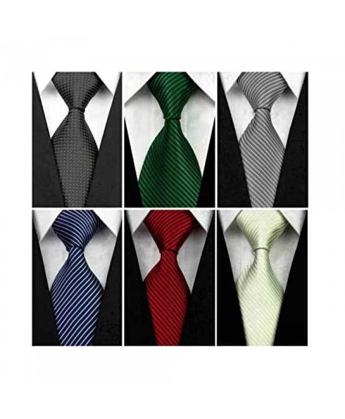 Wehug Lot 6 PCS Men's Class Ties Silk Tie Woven Necktie Jacquard Neck Ties For Men